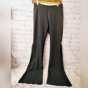 Forever 21  Y2K Vintage Flare Zip Ruched Black Pants Small Lolita Bratz